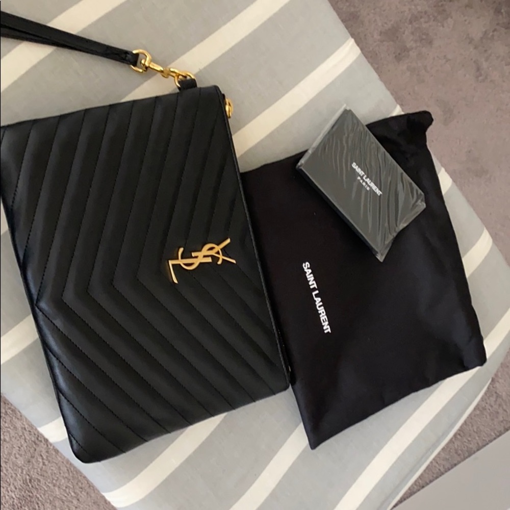 Saint Laurent Monogram A5 Pouch in Matelasse